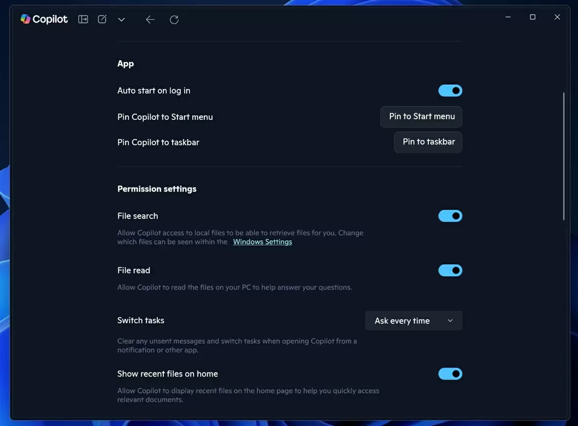 微软 Win11 版 Copilot 应用新增“主页”：新入口可分析文件、指导用户使用软件