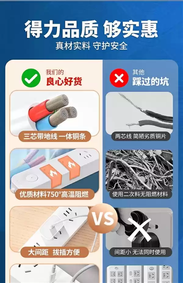 宿舍+出差好伴侣:得力1.8米迷你插排12.6元速囤
