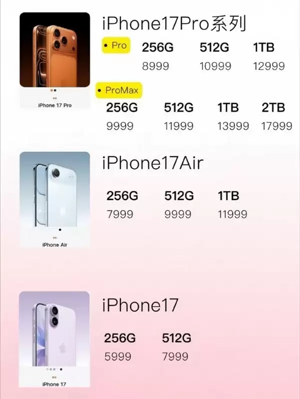 iPhone 17系列发布:价格创新高,标准版受关注
