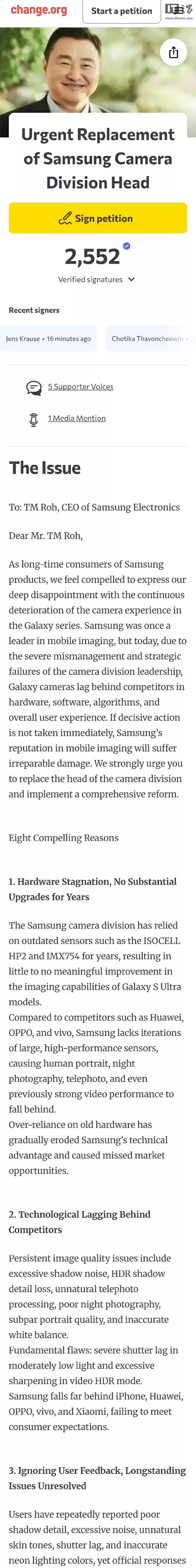 三星粉丝请愿要求更换相机部门负责人,列举八大理由