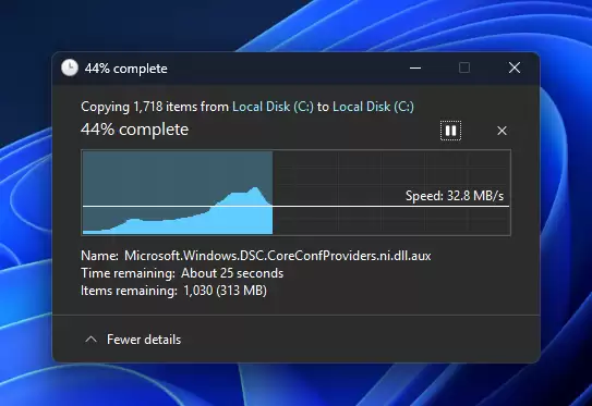 史诗级更新：微软改进 Win11 复制 / 粘贴对话框，新增深色模式支持
