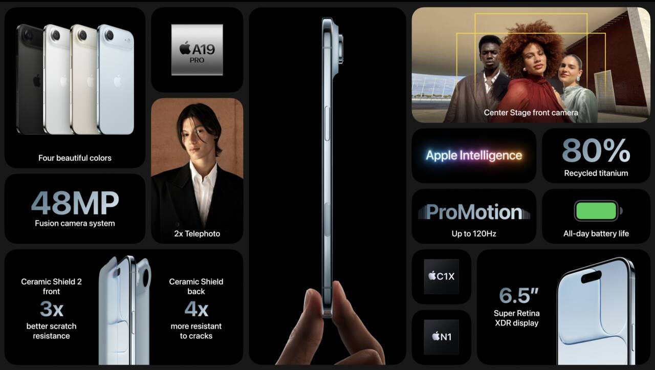 7999 元起苹果“史上最薄”iPhone Air 手机发布：5.6mm 厚度钛金属中框、eSIM + A19 Pro + C1X 自研调制解调器