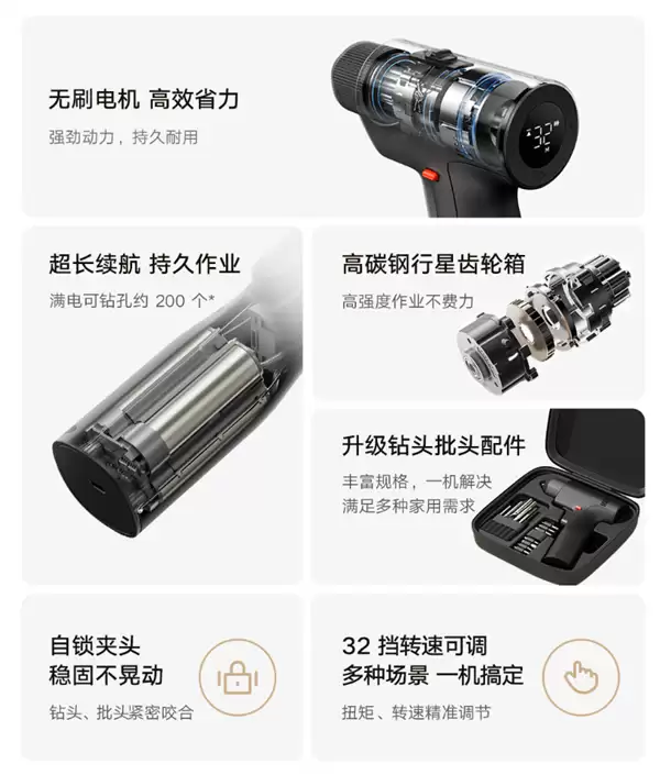 众筹279元！小米推出米家无刷电钻2：扭矩50N·m、1900mAh电池