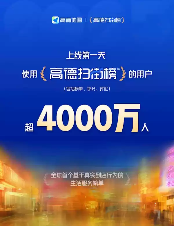 上线第一天 使用高德扫街榜的用户超4000万人
