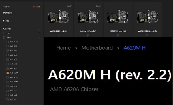 AMD低调发布A620A芯片组！取代A620：降级PCIe3.0 x4、新增SATA接口