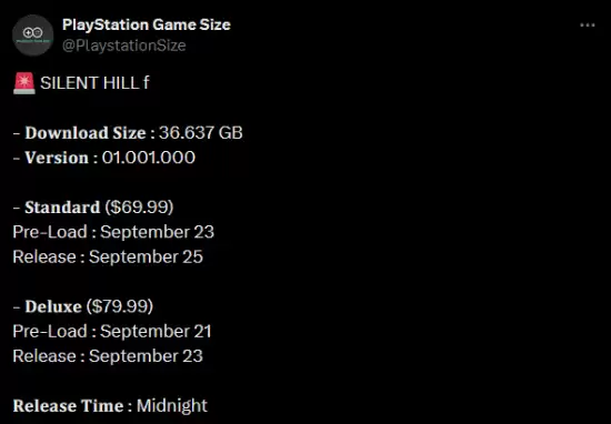 寂静岭f9月25日发售，PS5版信息及预载时间公布