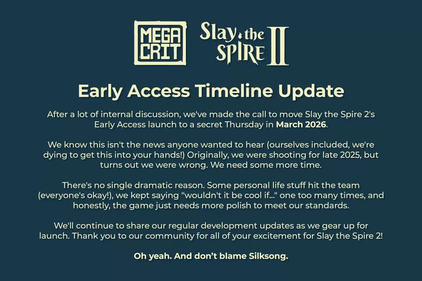 杀戮尖塔2官宣延期至2026年3月