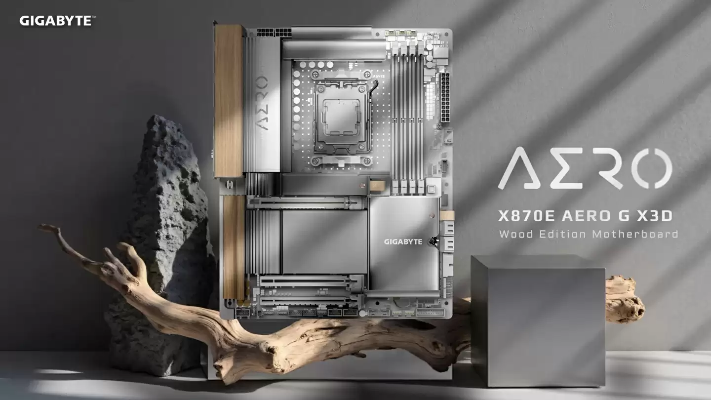 技嘉公布首款实木装饰主板 X870E AERO G X3D
