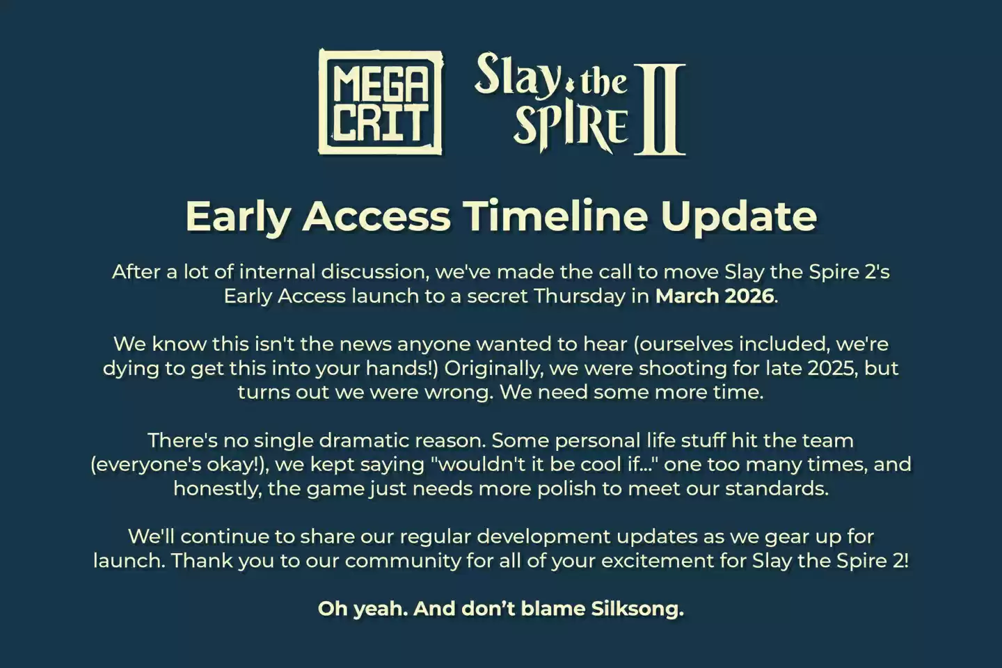 《杀戮尖塔 2》游戏跳票：抢先体验版推迟至 2026 年 3 月，需更多时间打磨