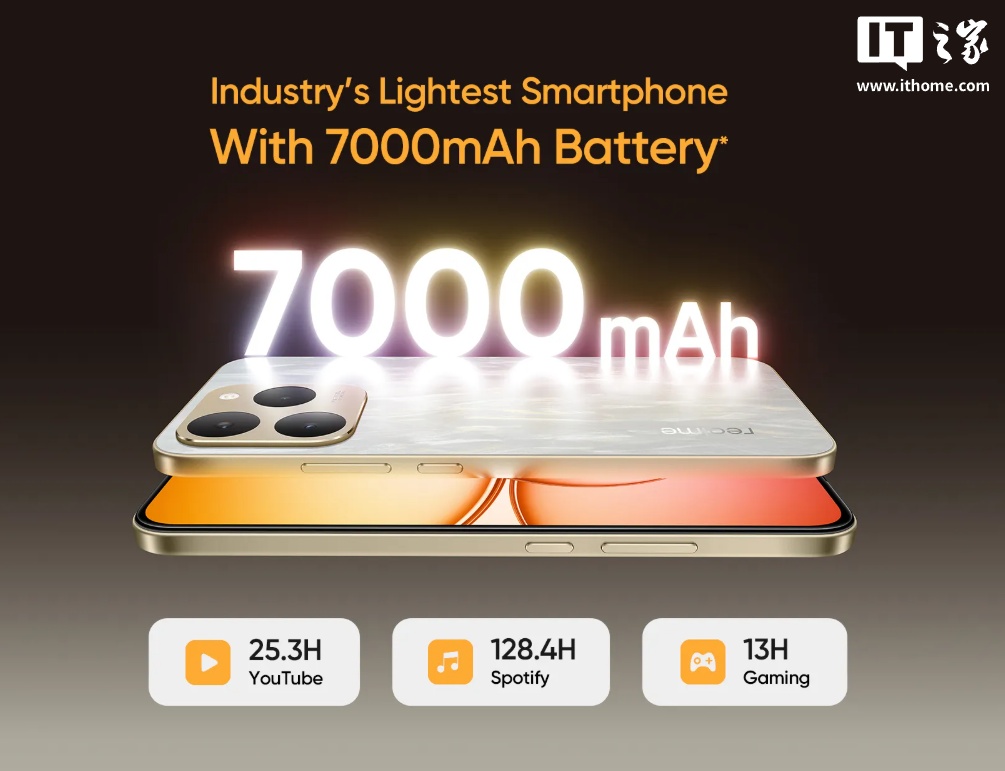 realme 真我 15T 手机国行版外观首曝：超能小直屏，7000mAh 大电池