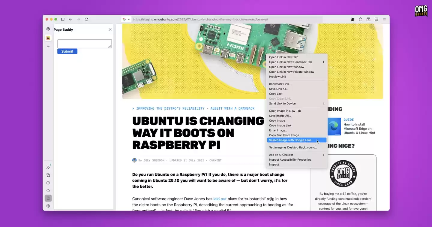 火狐 Firefox 143 浏览器前瞻：集成 Google Lens 识图搜图、引入本地 AI 助手 Page Buddy