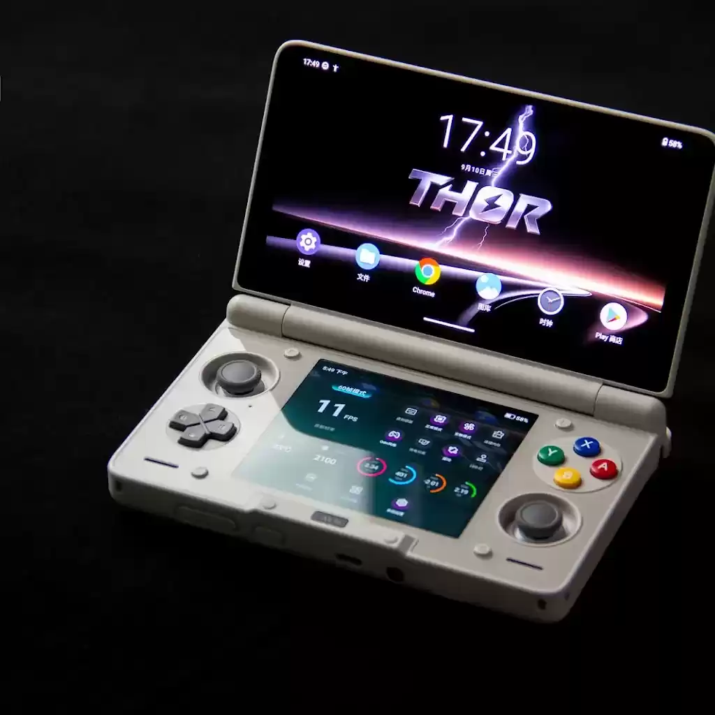 Rainbow 色 AYN Thor 双屏安卓游戏掌机真机展示，起价 249 美元
