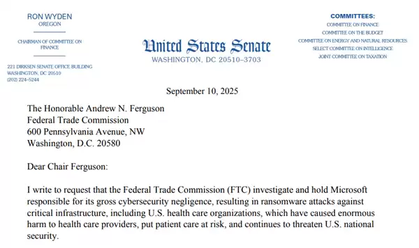 微软被指安全失职！美议员称其对国家构成威胁：督促进行调查