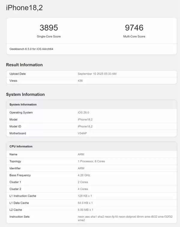 iPhone 17 Pro安兔兔跑分203万:A19 Pro超越苹果M2