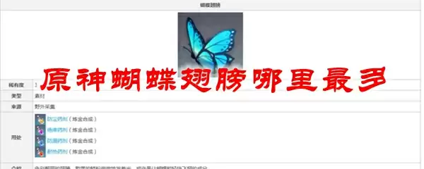 原神蝴蝶翅膀哪里最多