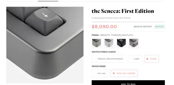 全球最贵机械键盘：Seneca First Edition售价高达57612元