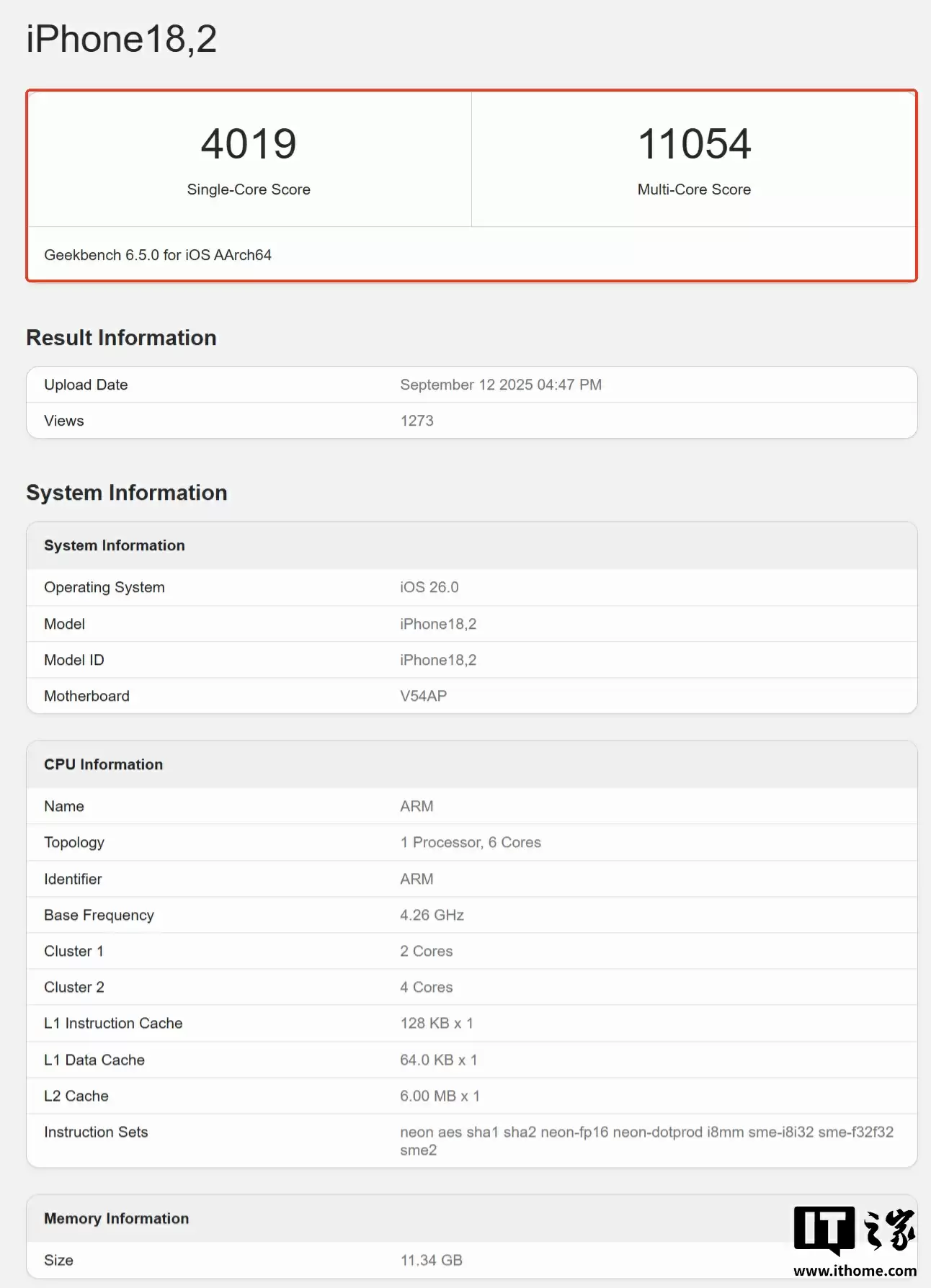 4019 分！苹果 iPhone 最强芯片，A19 Pro 刷新 A 系列单核 GeekBench 跑分纪录