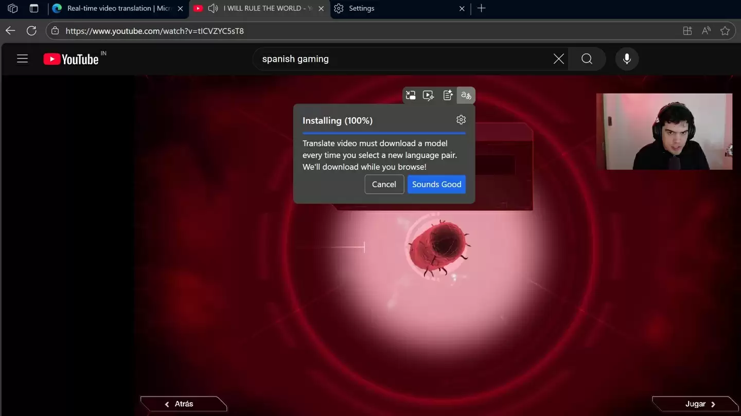 Win11 版微软 Edge 浏览器测试 AI 视频实时音频翻译，至少需 12GB 内存