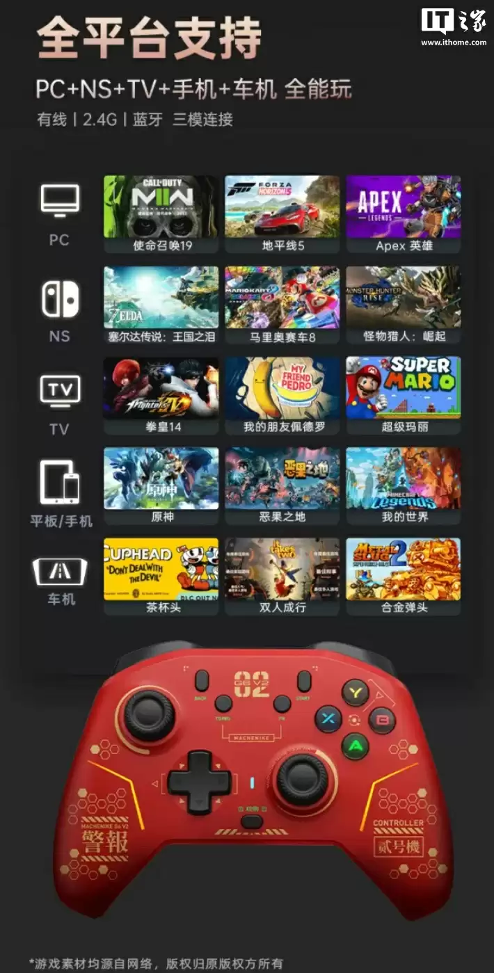 机械师 G6 V2 游戏手柄发布：双音圈马达 + 双 TMR 扳机，369 元起