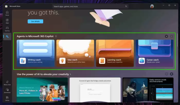 微软推送新版 Microsoft Store 更新：AI Hub 新增 Copilot 专属功能