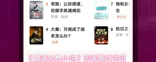 《趣读免费小说》阅读模式说明