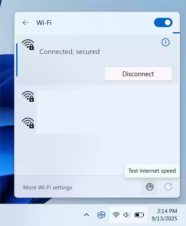 Windows 11预览版新增网络弹窗网速测试功能