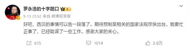 罗永浩回应西贝创始人称其“网络黑社会”：这件事没法揭过去了 要直播对话