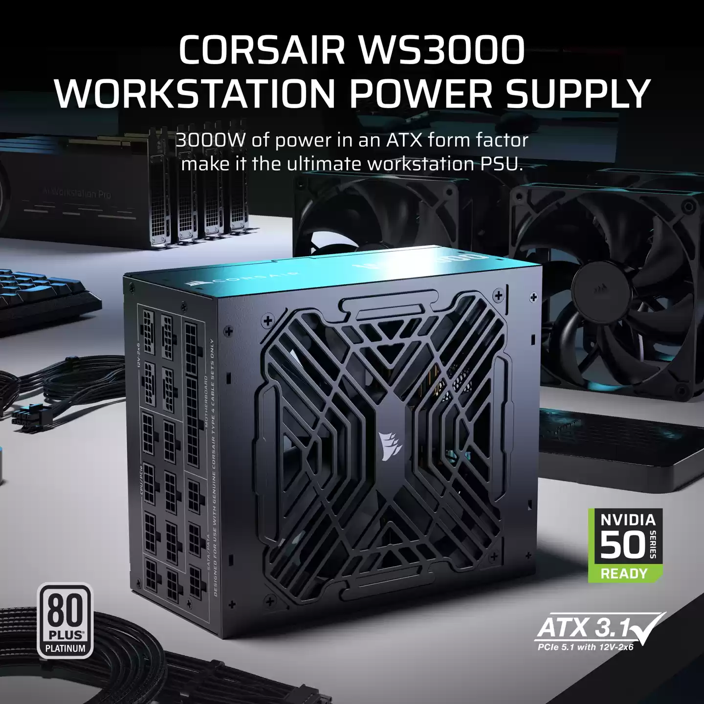 美商海盗船发布3000W全模组ATX电源WS3000，专为多显卡工作站设计