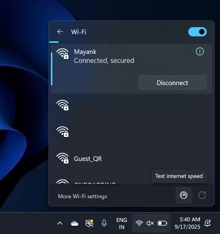 Bing测速功能界面
