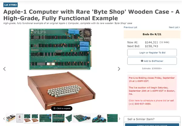 仅存世9台!稀有木盒版Apple-1拍卖:估价超210万元