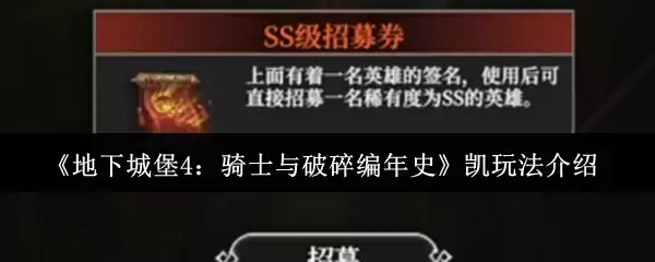 《地下城堡4：骑士与破碎编年史》凯玩法介绍