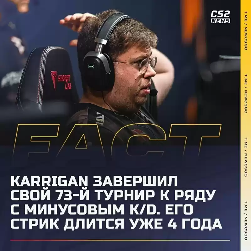 指挥的代价?karrigan创下连续73届大赛负K/D尴尬纪录