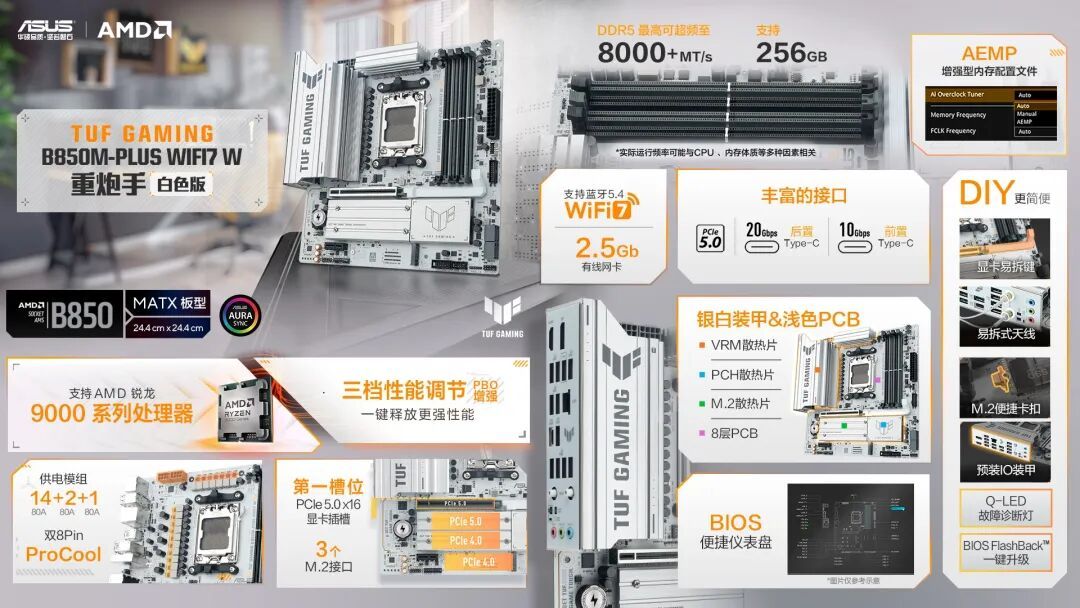 华硕B850重炮手白色版主板