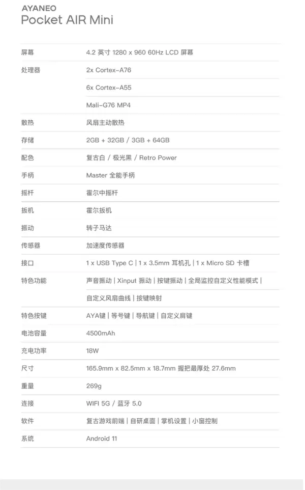 499元起!AYANEO Pocket AIR Mini发布:人人都买得起的复古掌机