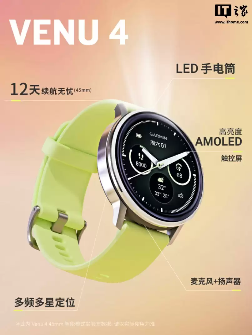 3980 元佳明 Venu 4 智能运动手表国行预售:41/45mm 双版本、升级睡眠教练 / 语音助理