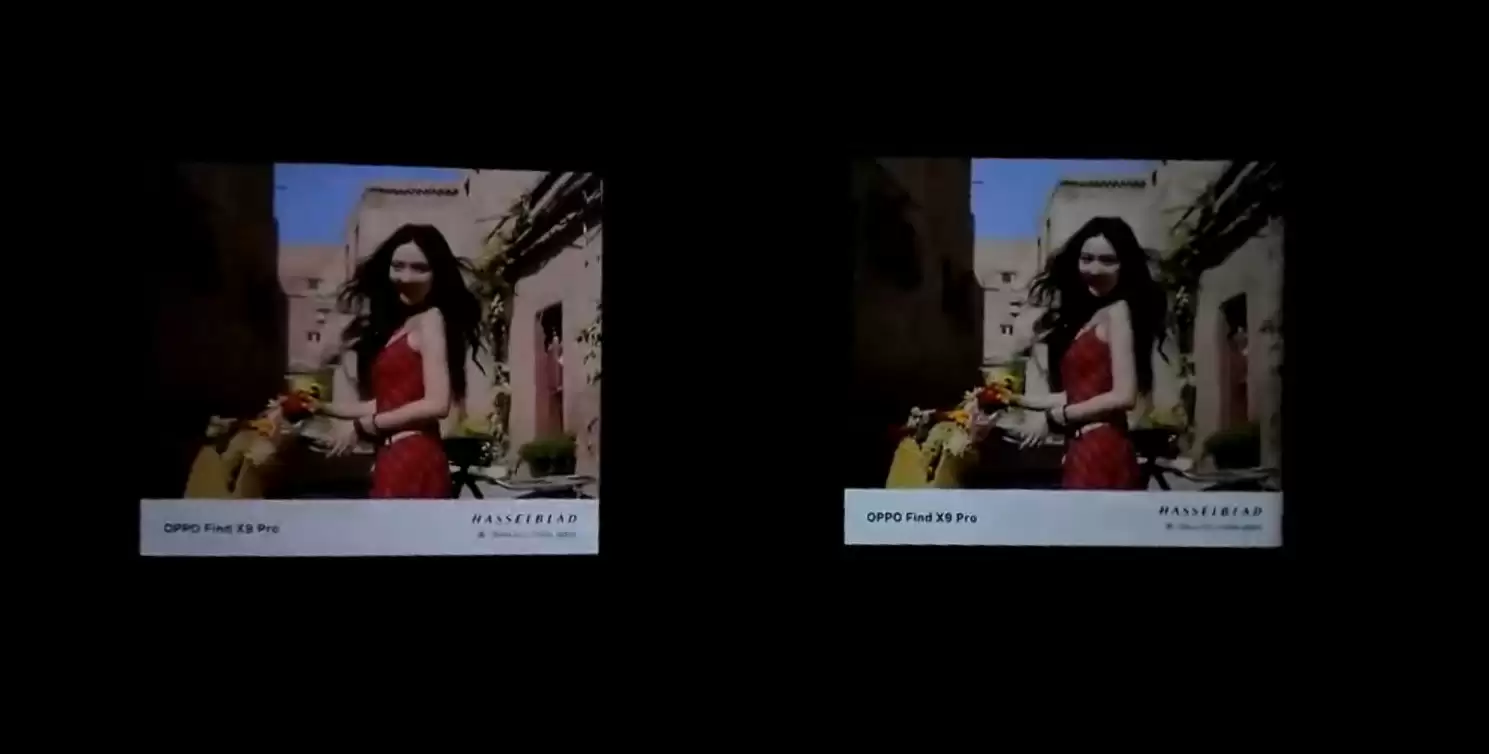 同一样张，左侧OPPO护眼屏在极低亮度下显示更鲜艳