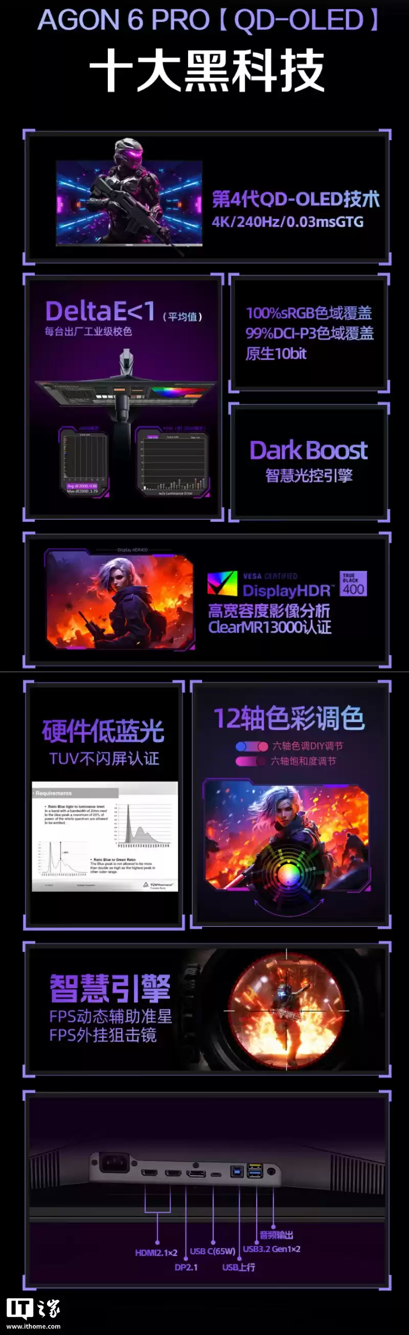 AOC 推出“AG326UZD”31.5 英寸显示器：4K 240Hz QD-OLED、DP 2.1 + 双扬，6499 元