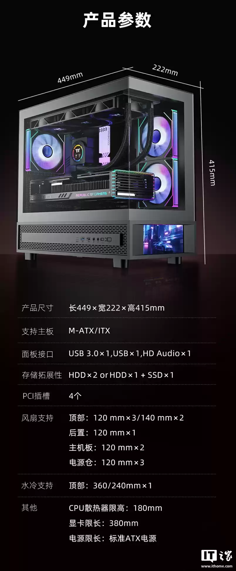 曜越推出钢影透 S-M PRO 屏显版海景房机箱：前置 6 英寸面板，黑白均售 349 元