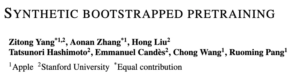 Synthetic bootstrapped pretraining论文封面