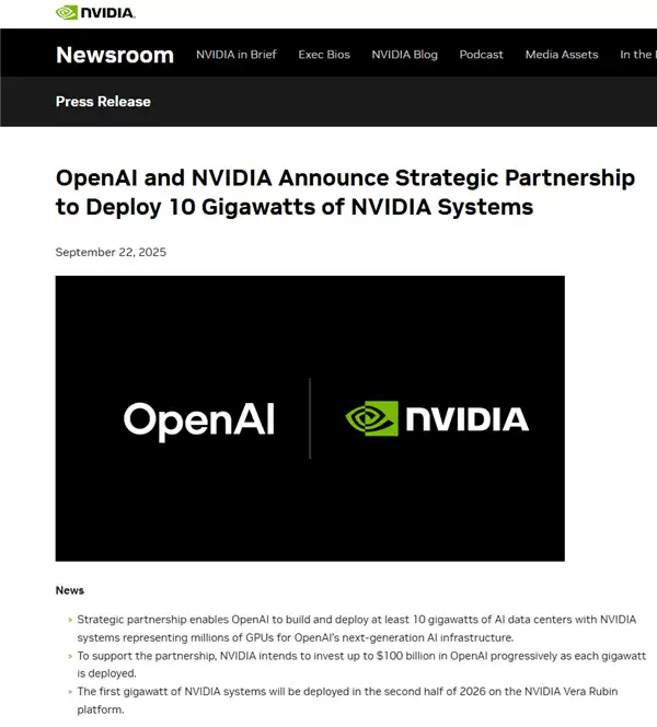 拟向OpenAI投资1000亿美元！英伟达大涨近4%