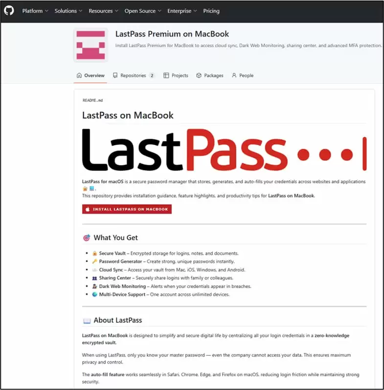 LastPass 示警 Mac 用户：黑客伪造 100+ 热门应用，大规模钓鱼窃取隐私数据