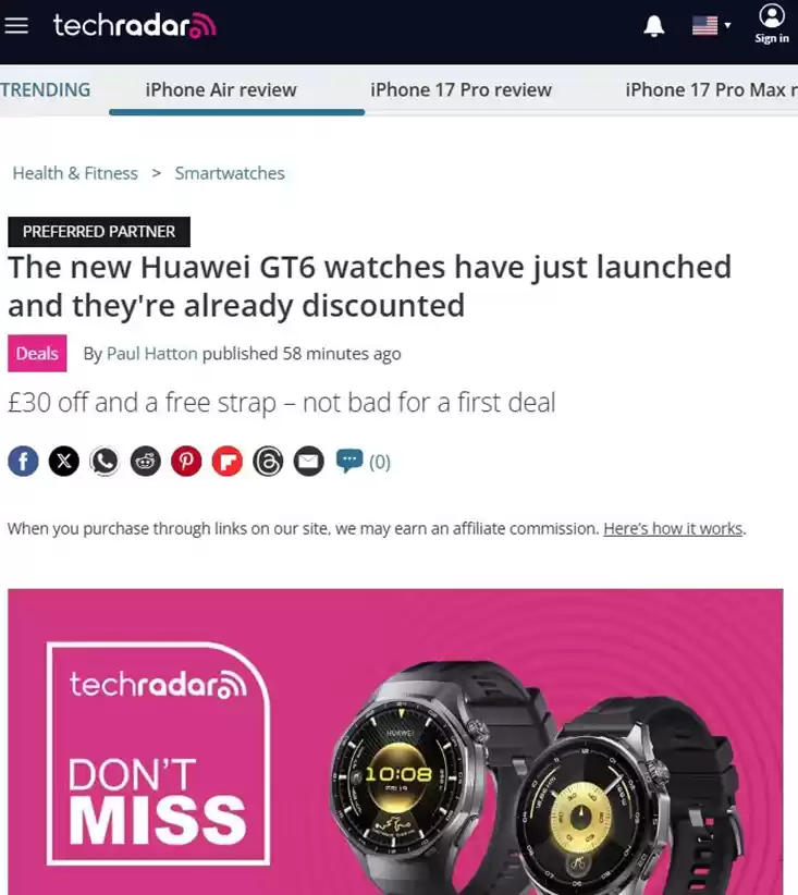 华为WATCH GT 6系列正式发布：超长续航全能智能手表亮相