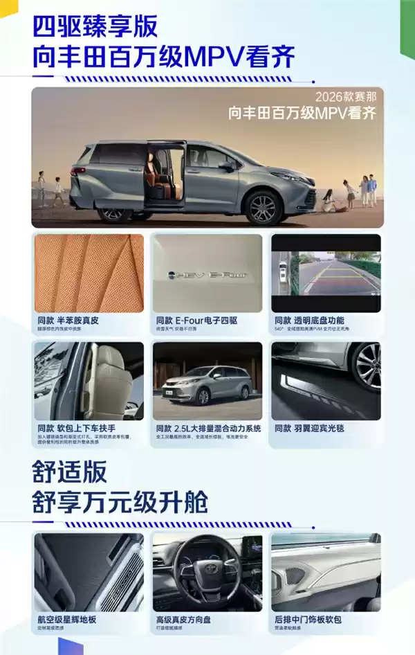 26.98万元起!2026款赛那上市:首推四驱航空座椅款