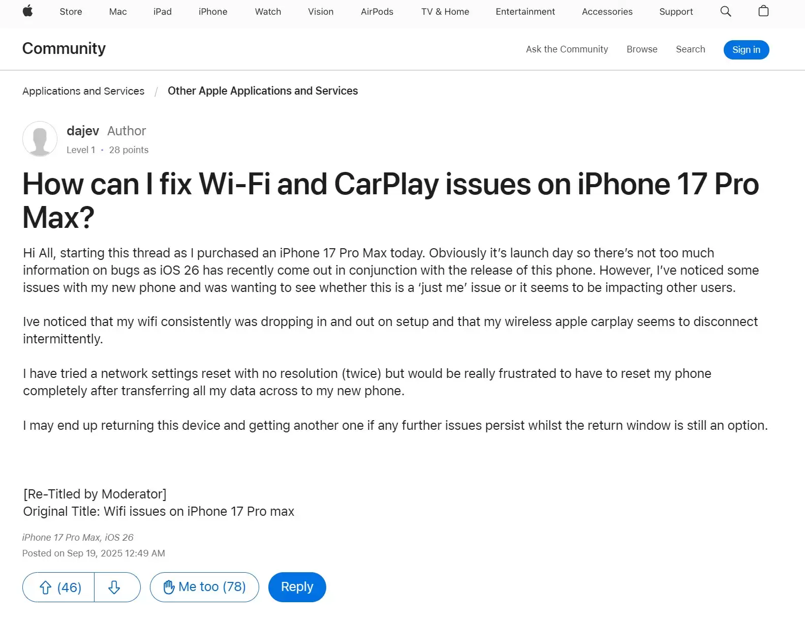iPhone17系列与Air搭载自研N1芯片,疑出现Wi-Fi断连问题