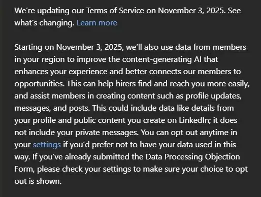 微软旗下领英：将默认使用用户数据训练AI模型！