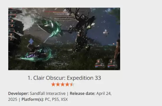 光与影登顶年度最佳,海外媒体盛赞其为RPG新标杆