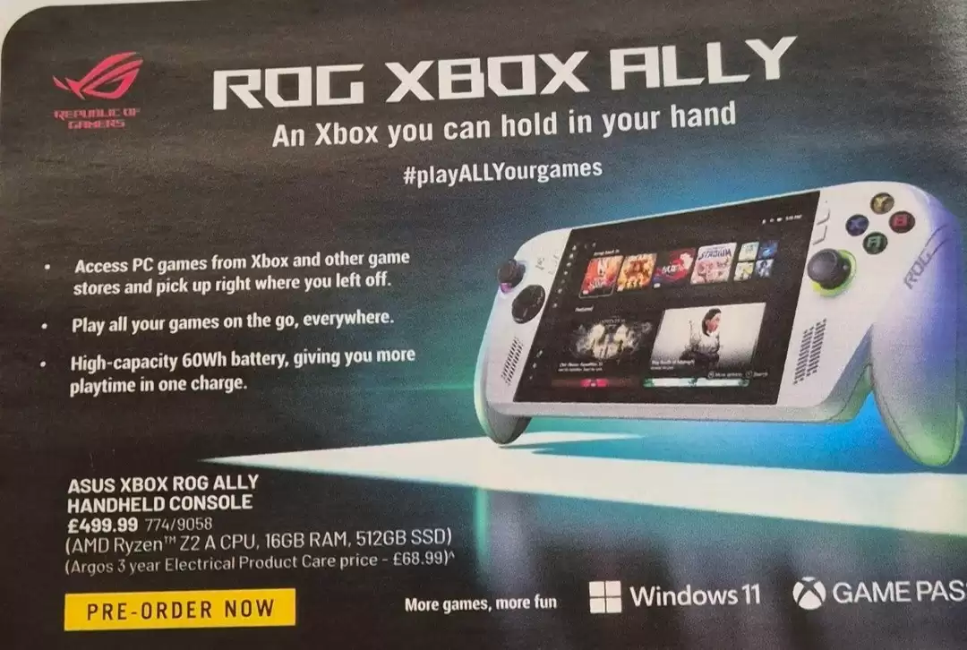 Xbox Ally掌机信息泄露：售价曝光，10月16日或将正式发布