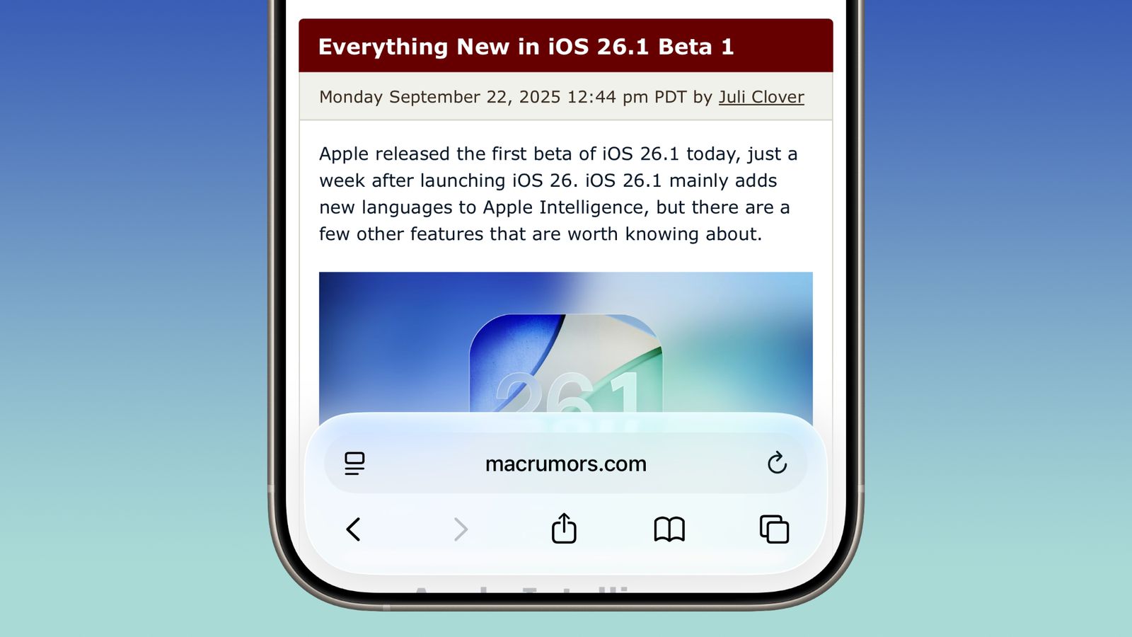 苹果推 iOS / iPadOS / macOS 26.1 首个公测版：AirPods 实时翻译支持中文等