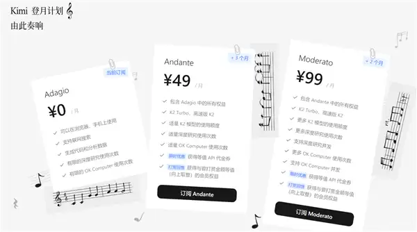 Kimi付费会员服务上线：最高99元/月！可使用全新OK