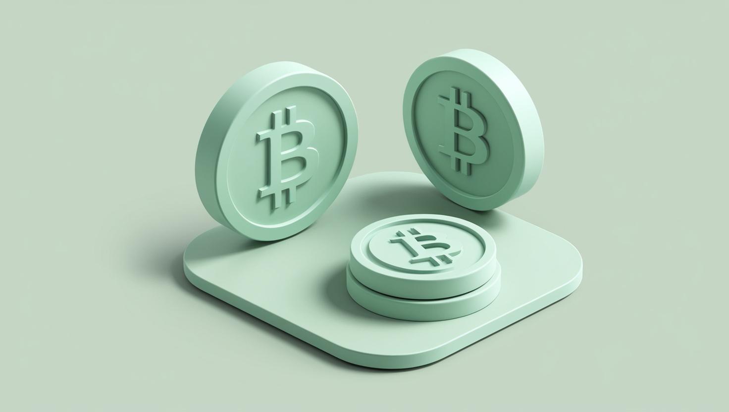 3D blockchain，bitcoin ， value icons in a light green  style, no more element, no word (2).jpg